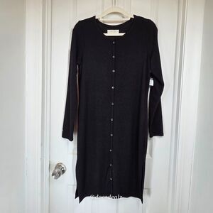 Lucky Brand Cloud Jersey Cardigan Ribbed Black Tunic Women's Medium